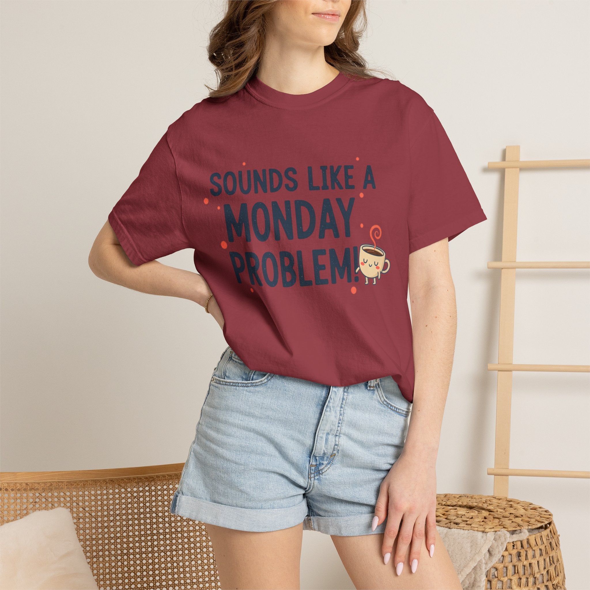 Sounds Like a Monday Problem T-shirt | Coffee Cartoon, Funny Text Tee