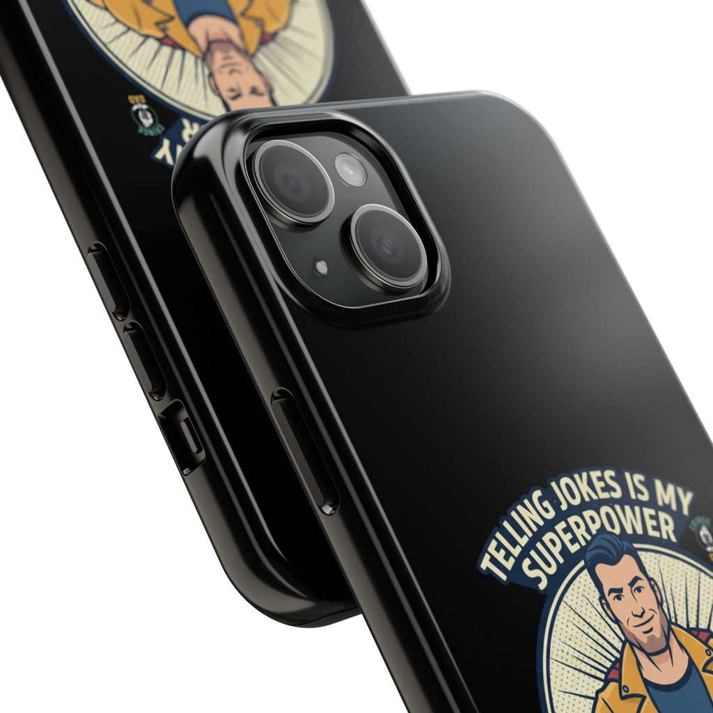 Telling Jokes Is My Superpower Phone Case | Humorous Man Illustration