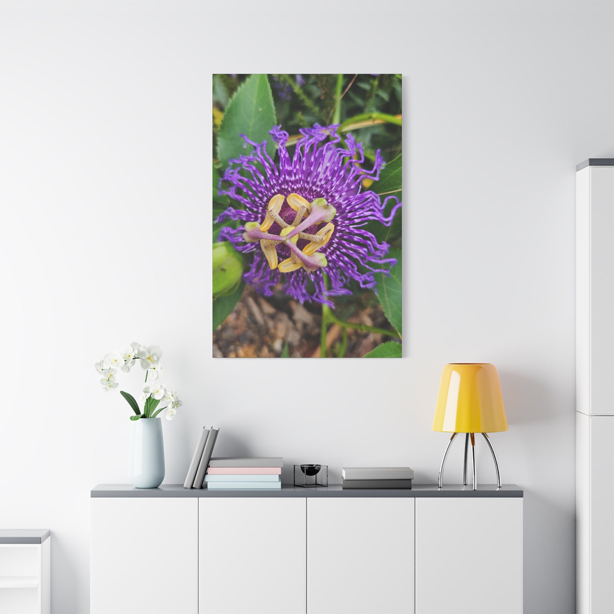 Purple Passionflower Close-Up Matte Canvas Print (Stretched)