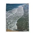 Ocean Waves Velveteen Plush Blanket | Beach Shore Photo Throw