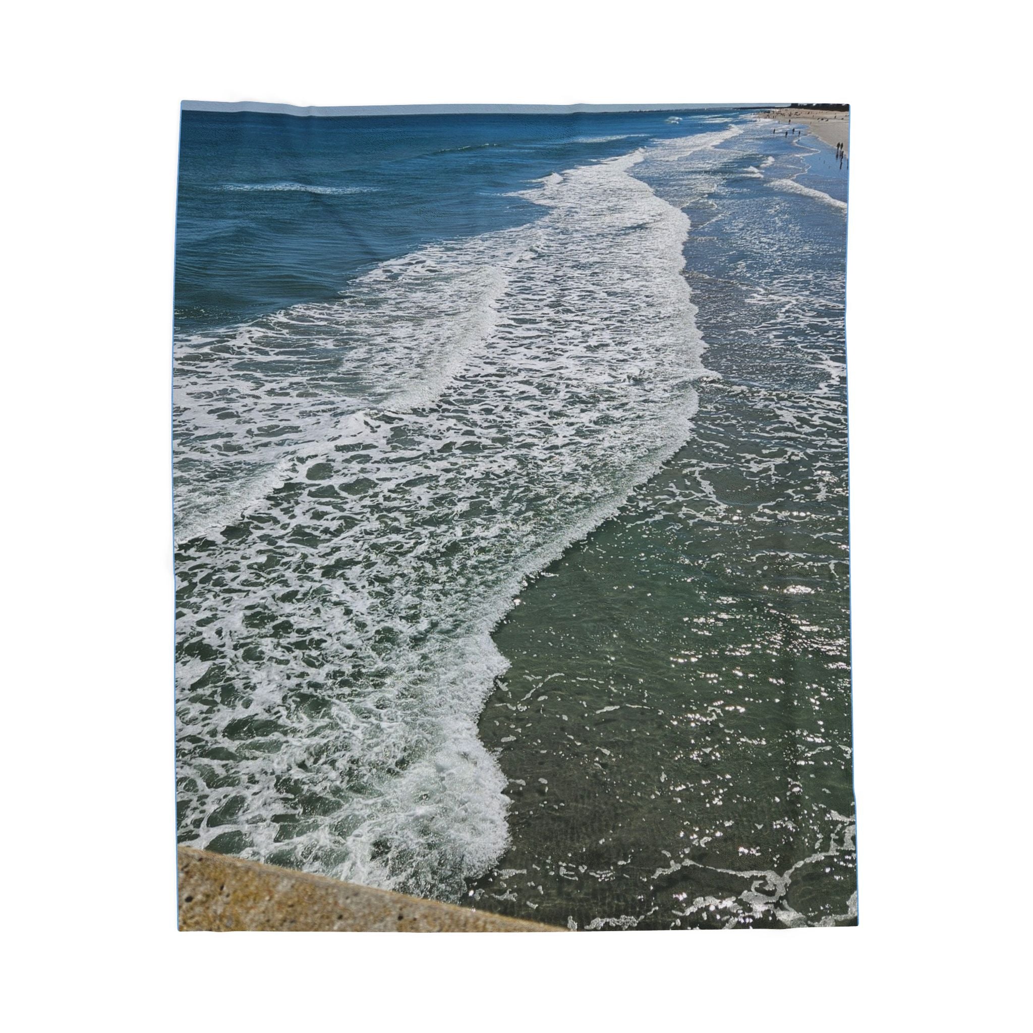 Ocean Waves Velveteen Plush Blanket | Beach Shore Photo Throw