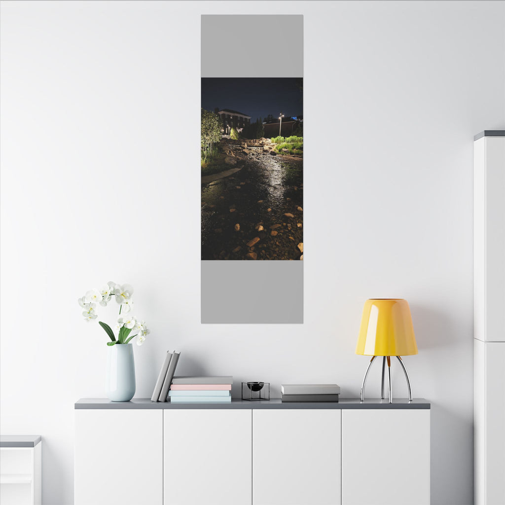 Nighttime Waterfall Landscape Canvas | Matte Stretched Wall Art