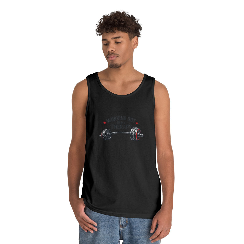 Working Out Is My Therapy Tank Top | Barbell Fitness Workout Tee