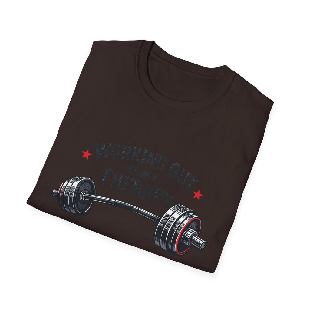 Working Out Is My Therapy T-Shirt — Barbell Fitness Gym Tee