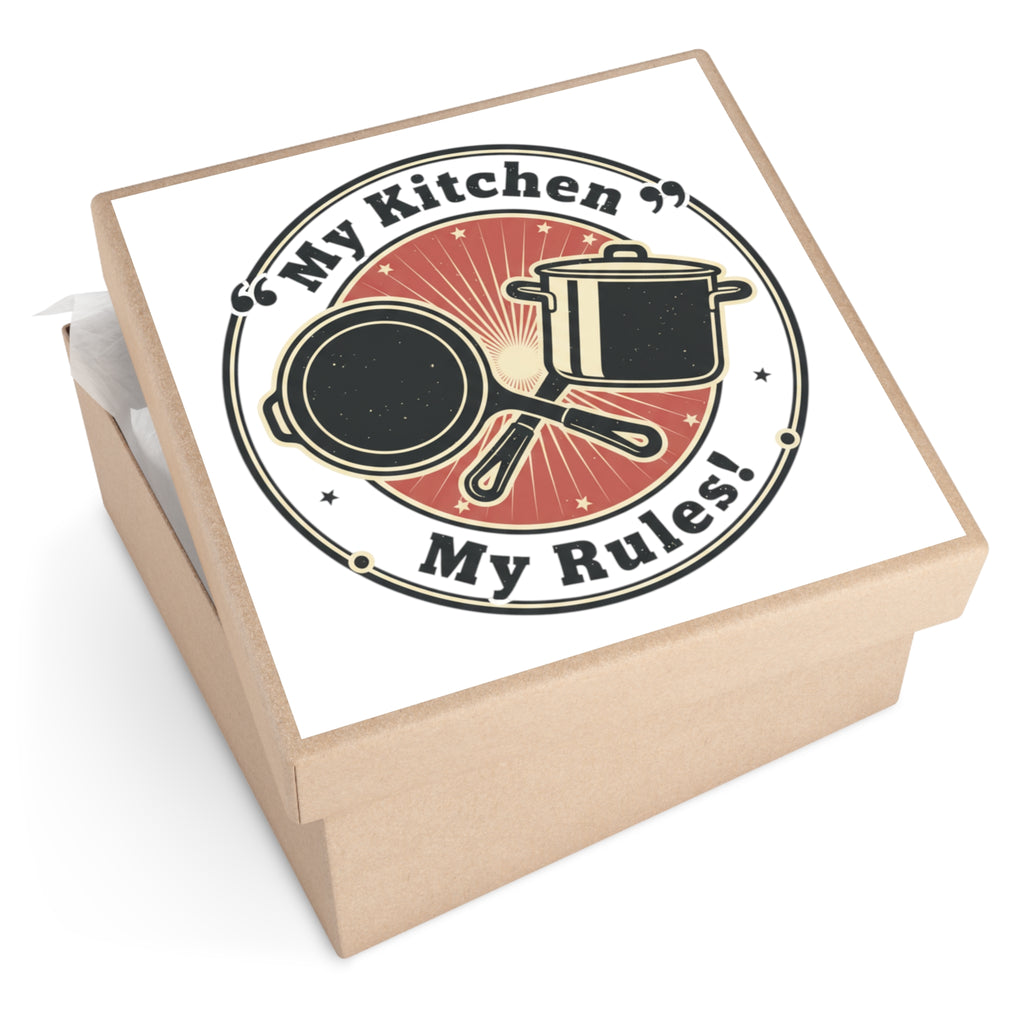 Square Vinyl Sticker — "My Kitchen My Rules" Vintage Cooking Decal