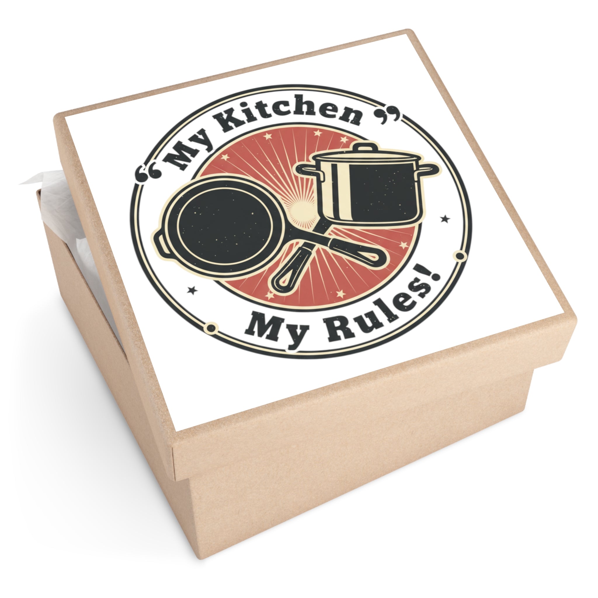 Square Vinyl Sticker — "My Kitchen My Rules" Vintage Cooking Decal