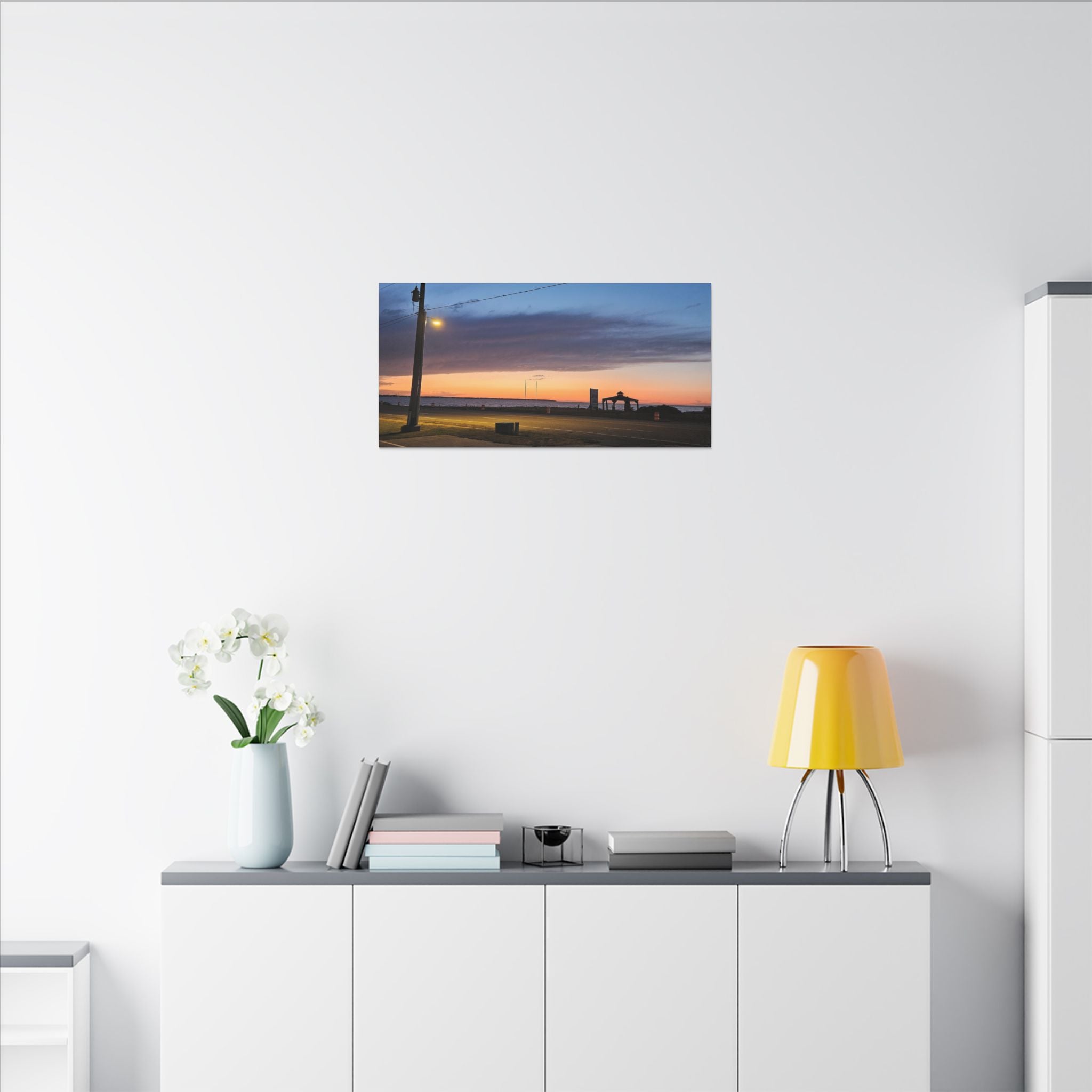 Sunset Pier Silhouette Canvas | Stretched Matte Wall Art