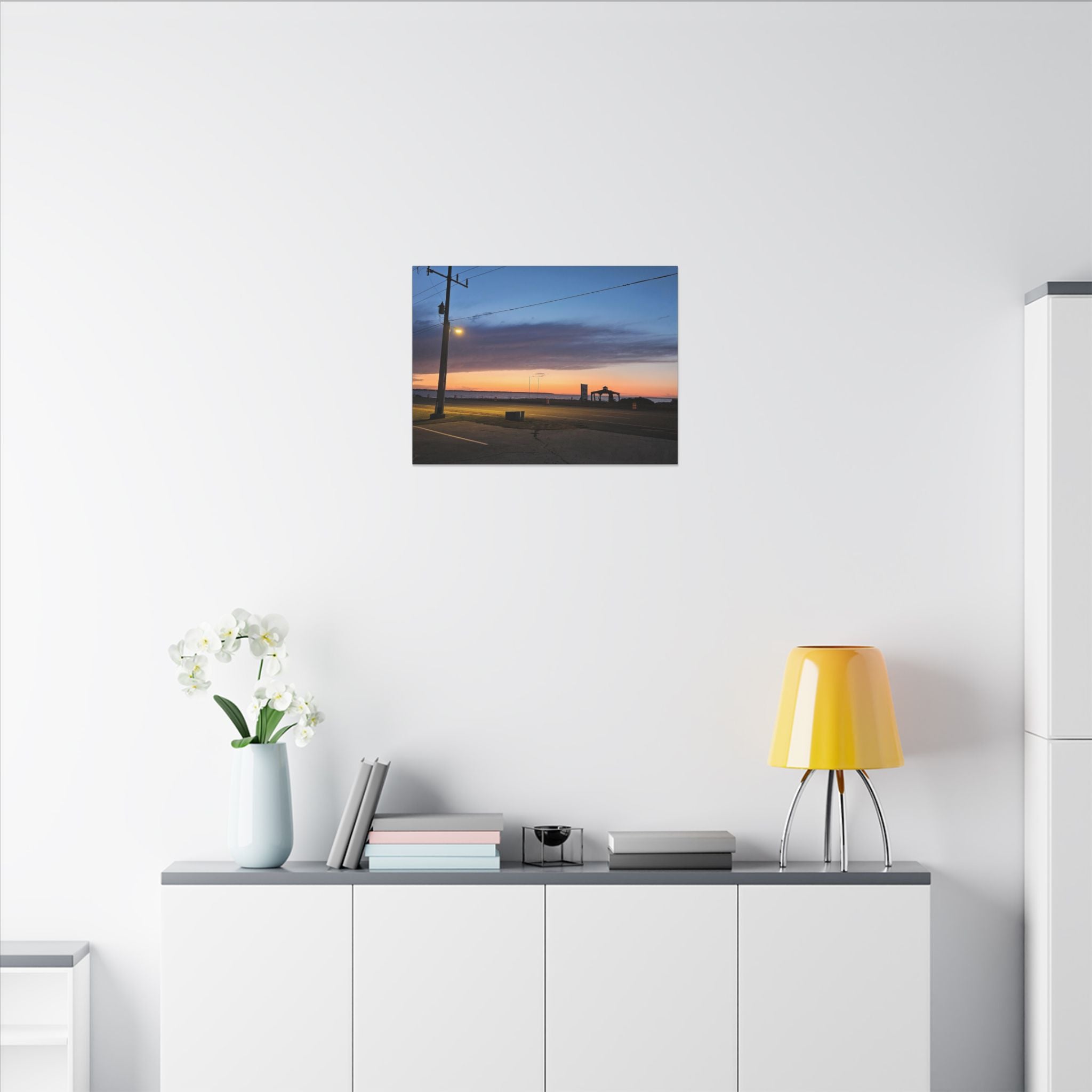 Sunset Pier Silhouette Canvas | Stretched Matte Wall Art