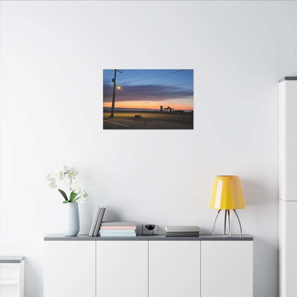 Sunset Pier Silhouette Canvas | Stretched Matte Wall Art