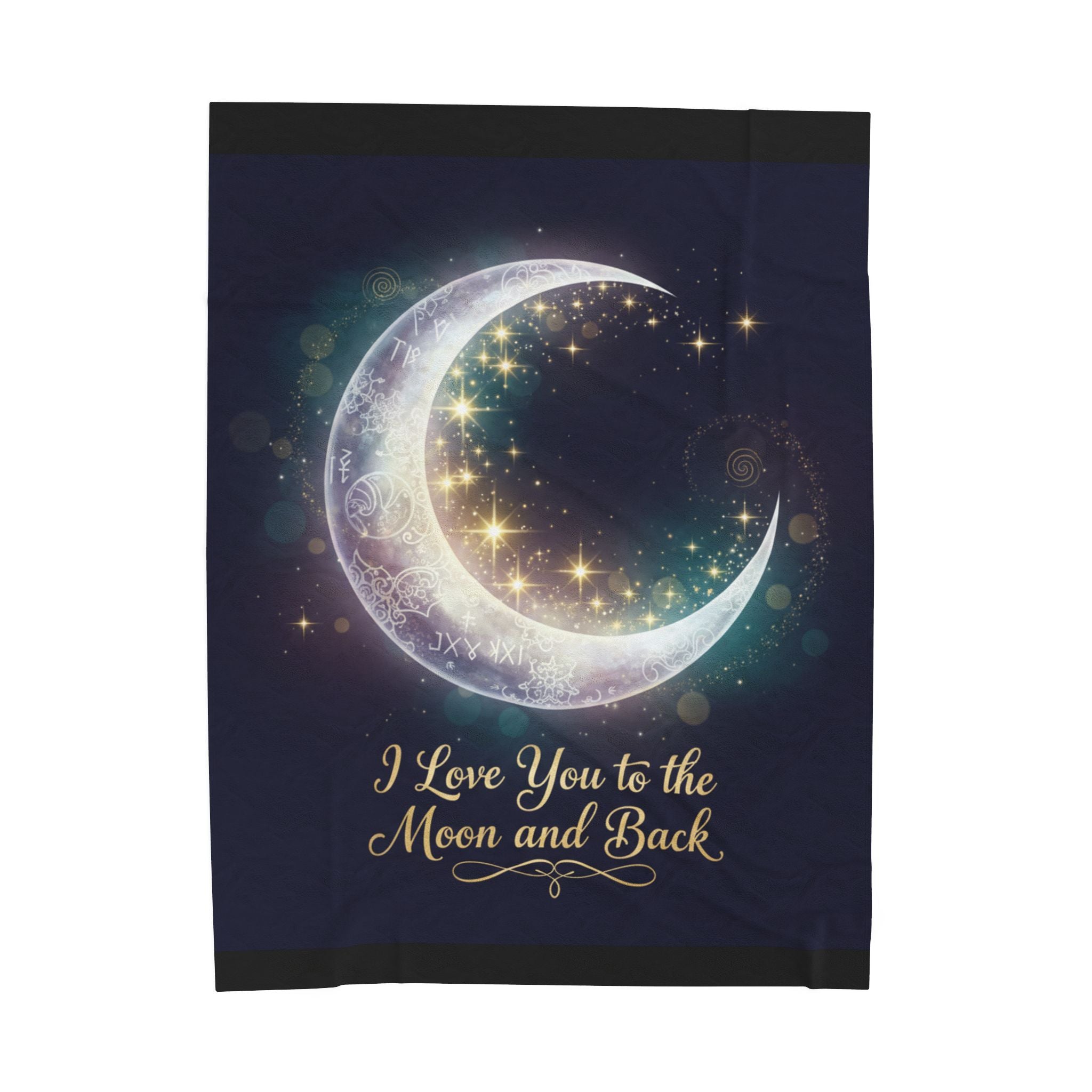 I Love You to the Moon and Back Velveteen Blanket | Crescent Moon Stars Throw