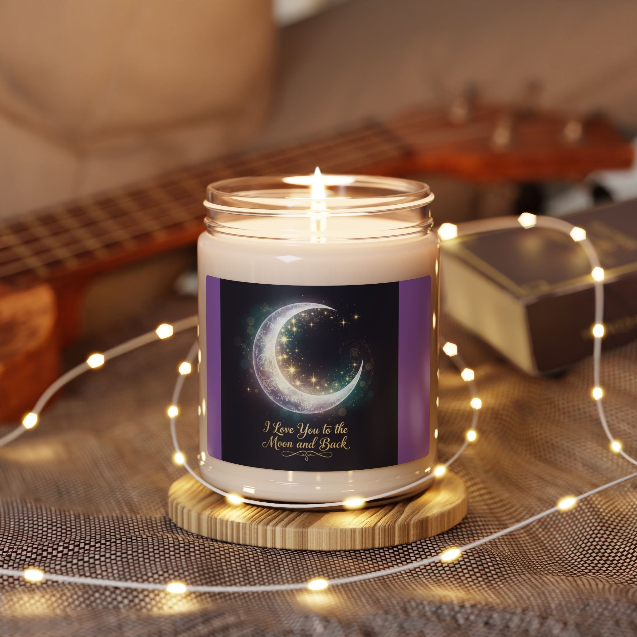 I Love You to the Moon and Back Soy Candle | Moon and Stars Illustration Candle