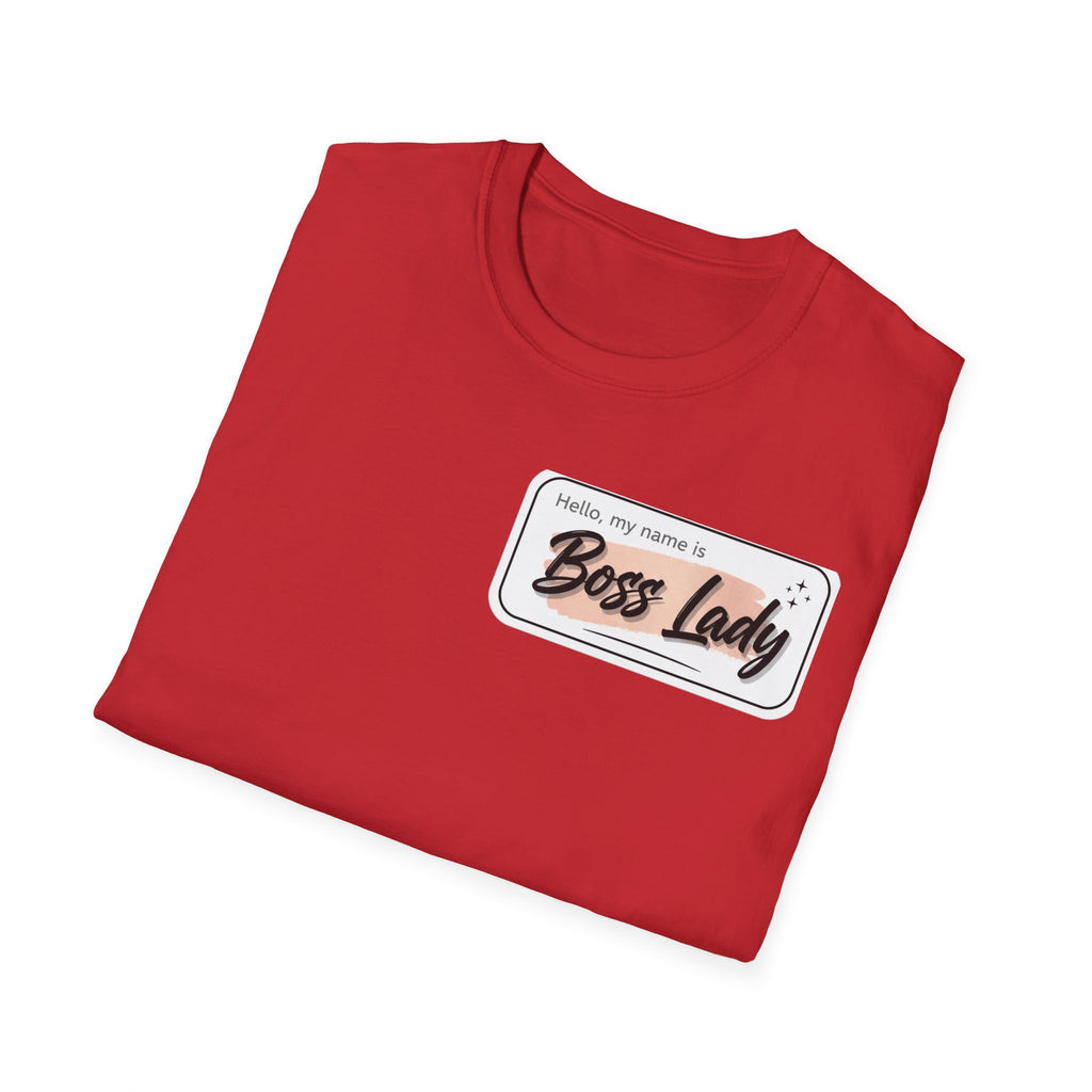 Boss Lady name tag T-Shirt | Feminine script badge design