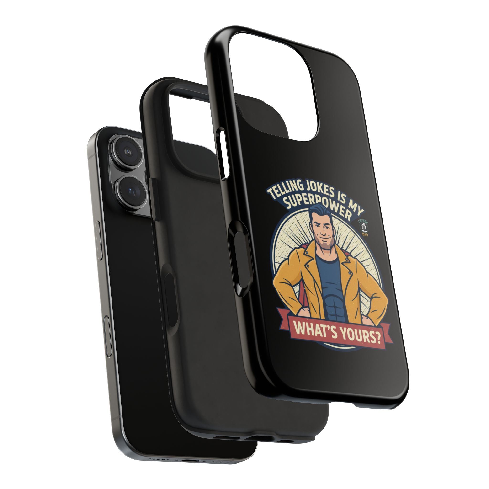 Telling Jokes Is My Superpower Phone Case | Humorous Man Illustration