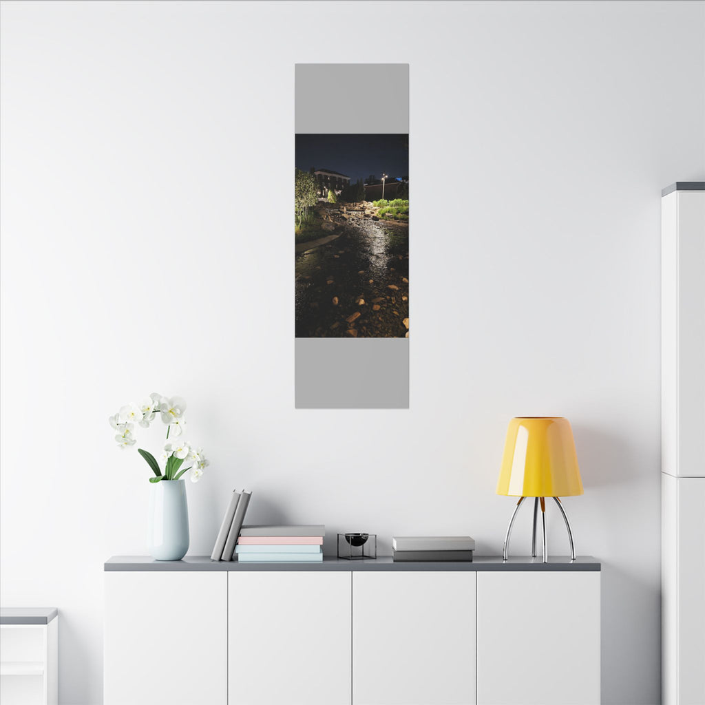 Nighttime Waterfall Landscape Canvas | Matte Stretched Wall Art