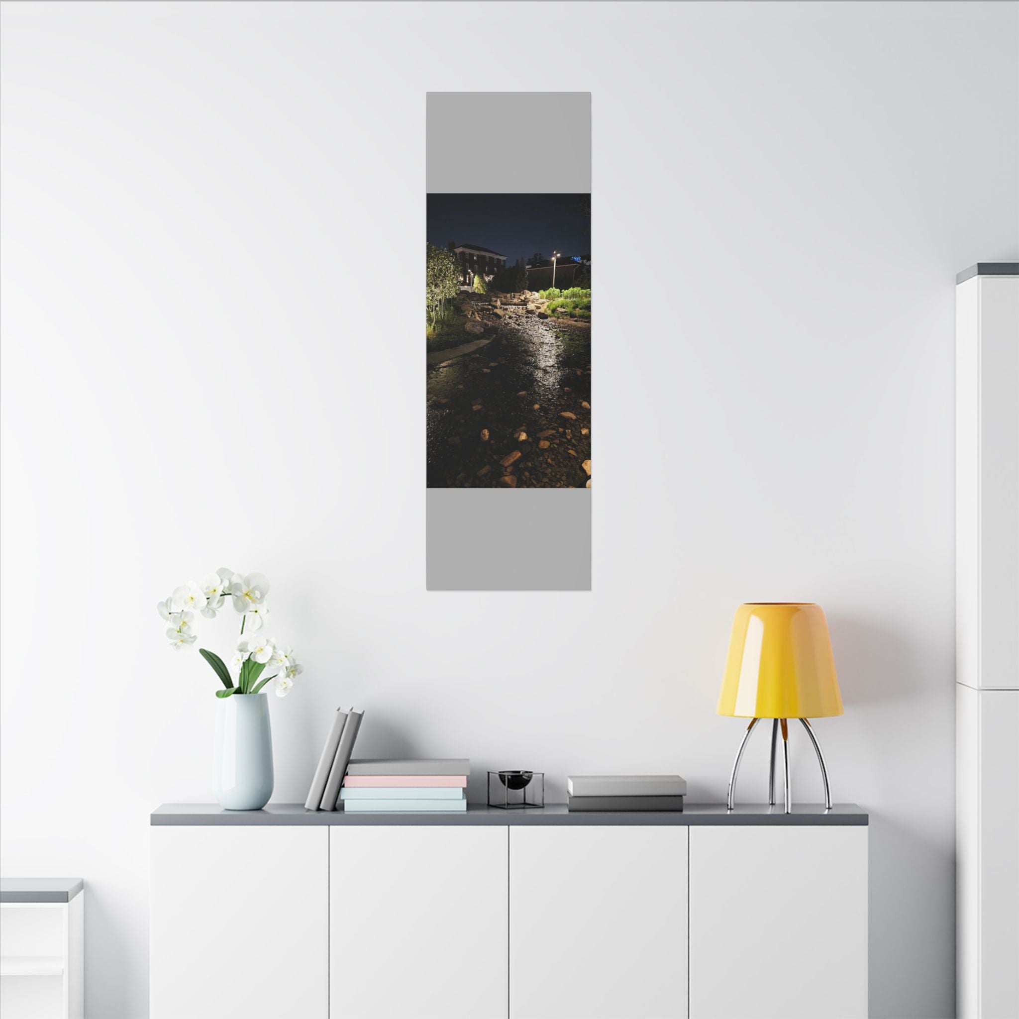 Nighttime Waterfall Landscape Canvas | Matte Stretched Wall Art