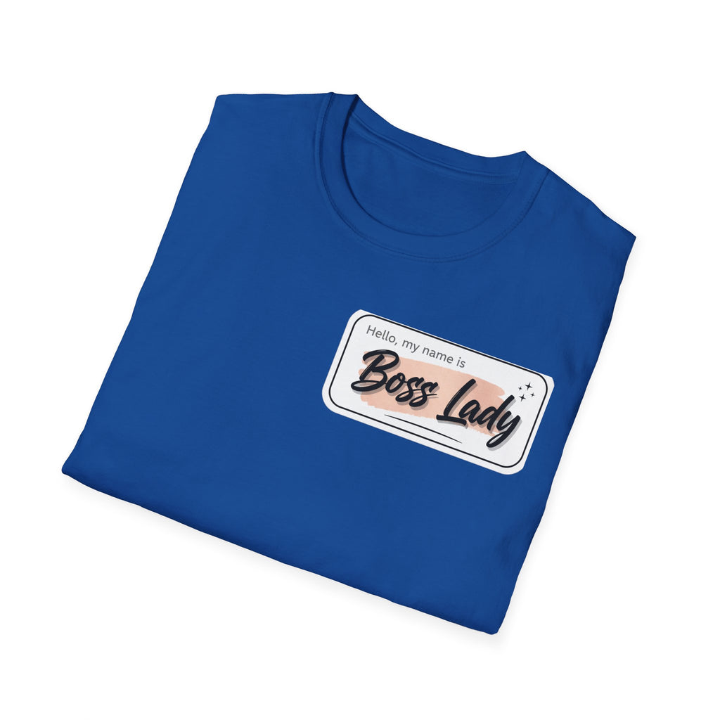 Boss Lady name tag T-Shirt | Feminine script badge design