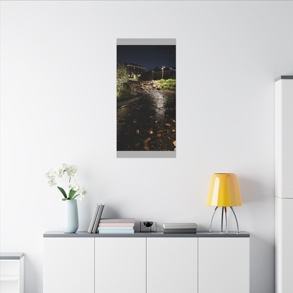 Nighttime Waterfall Landscape Canvas | Matte Stretched Wall Art
