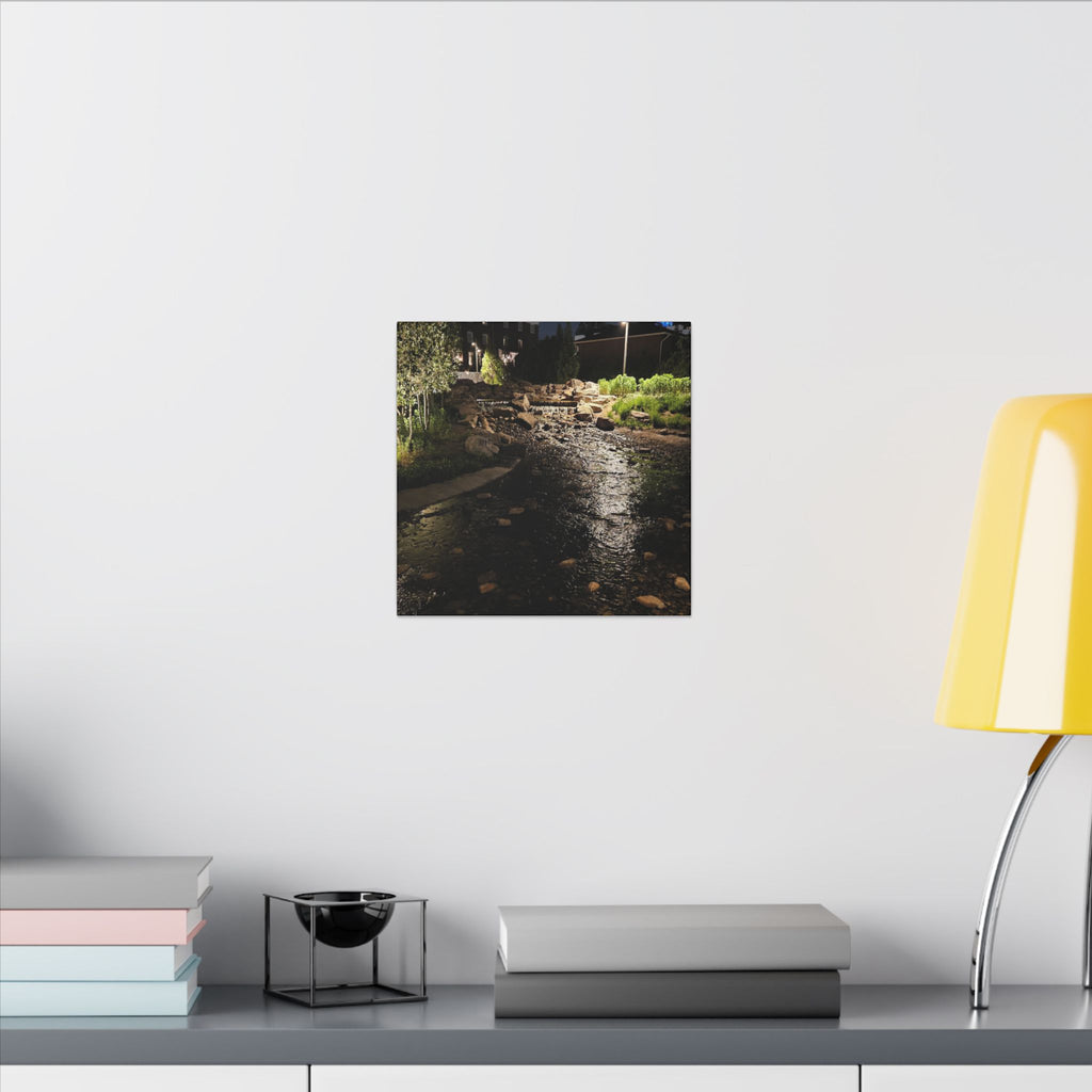 Nighttime Waterfall Landscape Canvas | Matte Stretched Wall Art