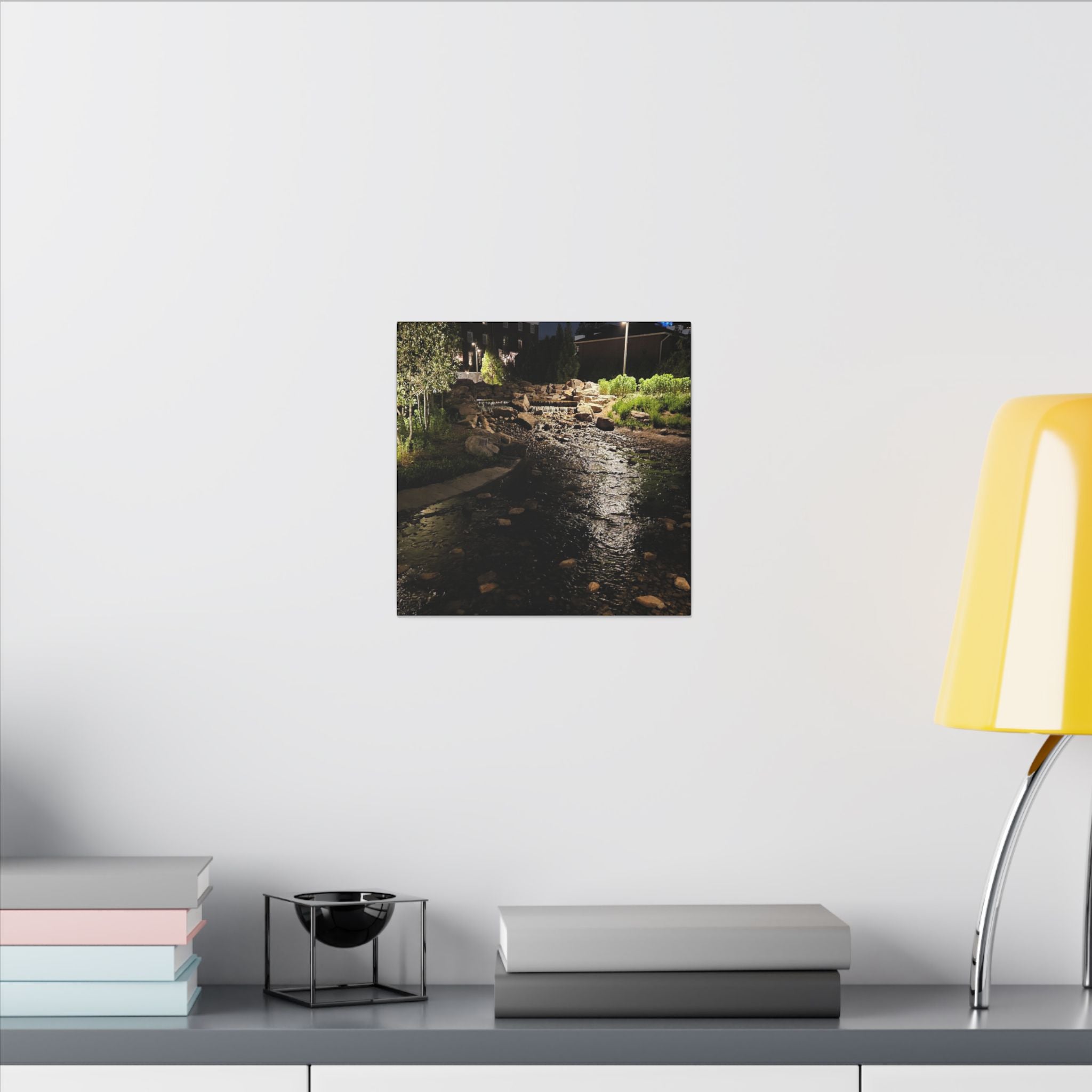 Nighttime Waterfall Landscape Canvas | Matte Stretched Wall Art