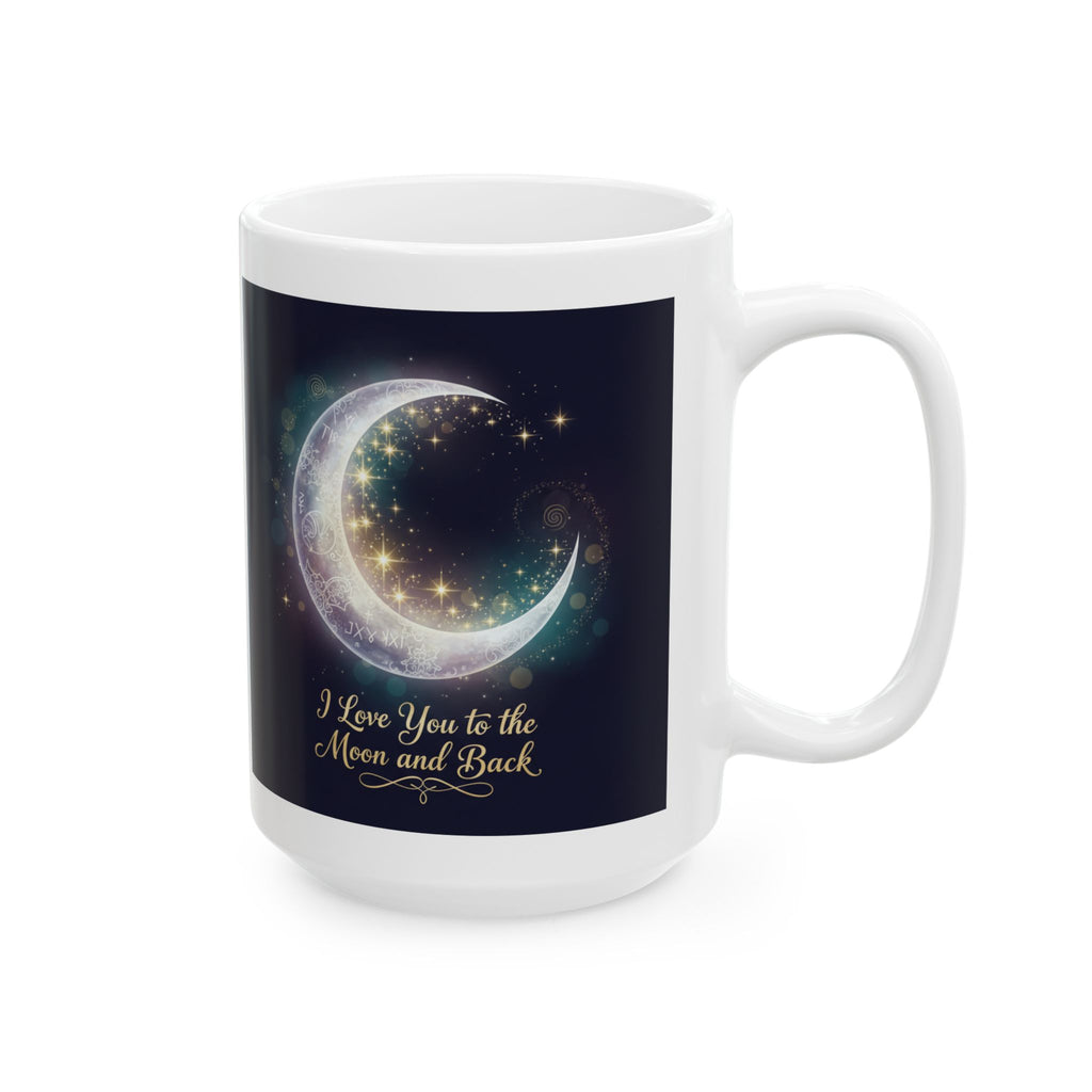 I Love You To The Moon And Back Cosmic Moon Illustration Mug | Celestial Night Sky Coffee Cup