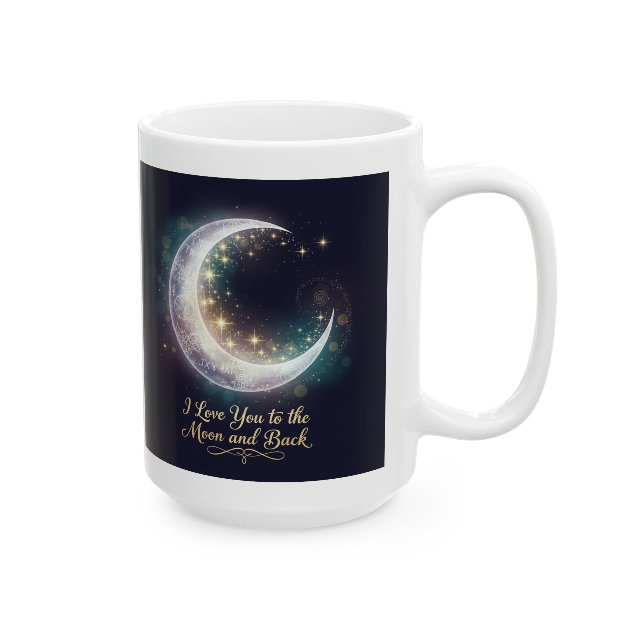 I Love You To The Moon And Back Cosmic Moon Illustration Mug | Celestial Night Sky Coffee Cup