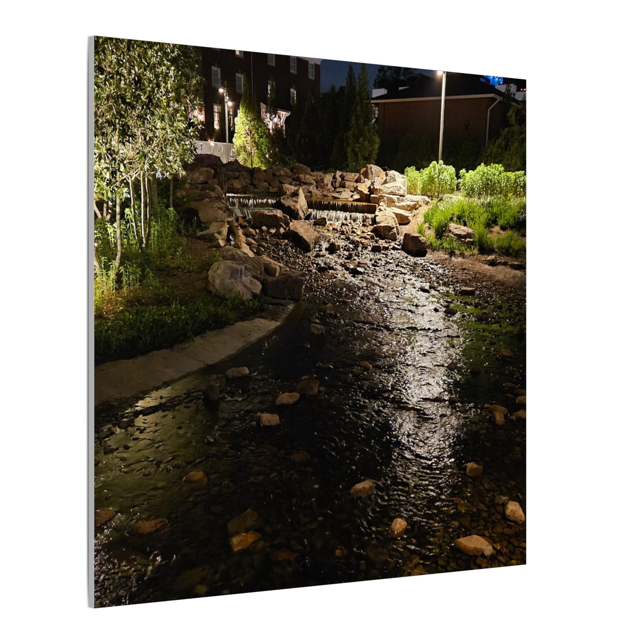Nighttime Waterfall Landscape Canvas | Matte Stretched Wall Art