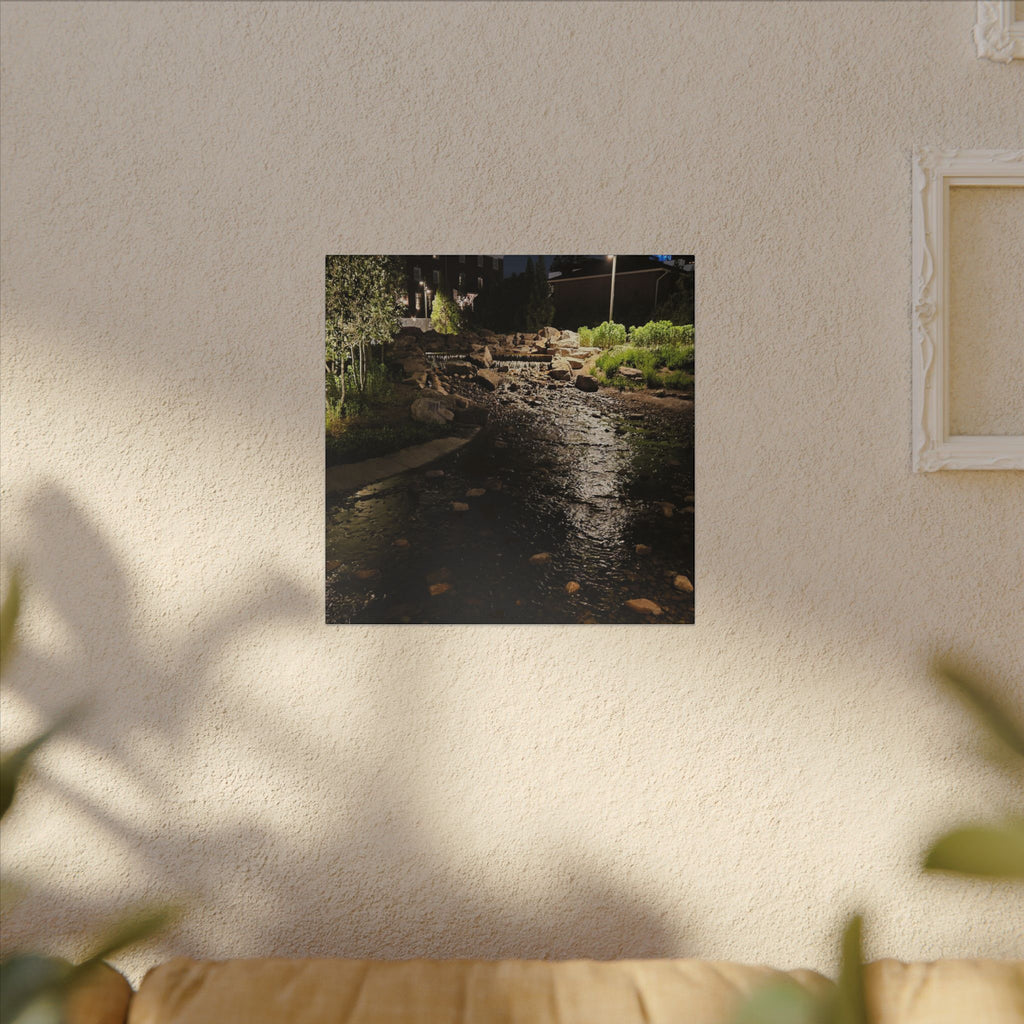 Nighttime Waterfall Landscape Canvas | Matte Stretched Wall Art