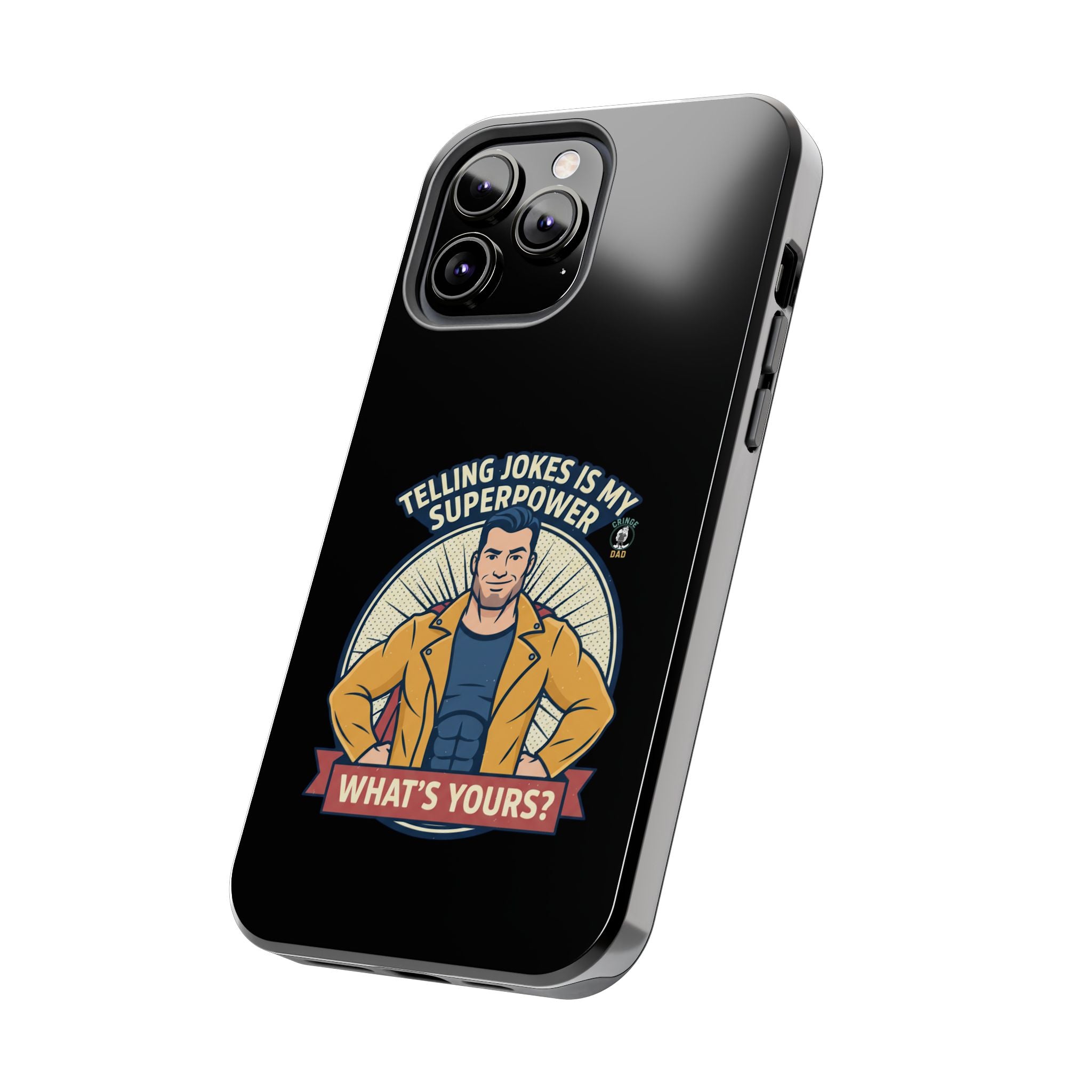 Telling Jokes Is My Superpower Phone Case | Humorous Man Illustration