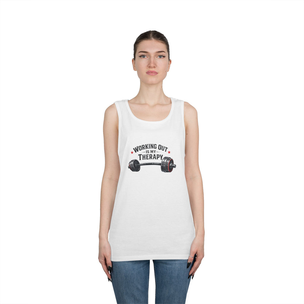Working Out Is My Therapy Tank Top | Barbell Fitness Workout Tee