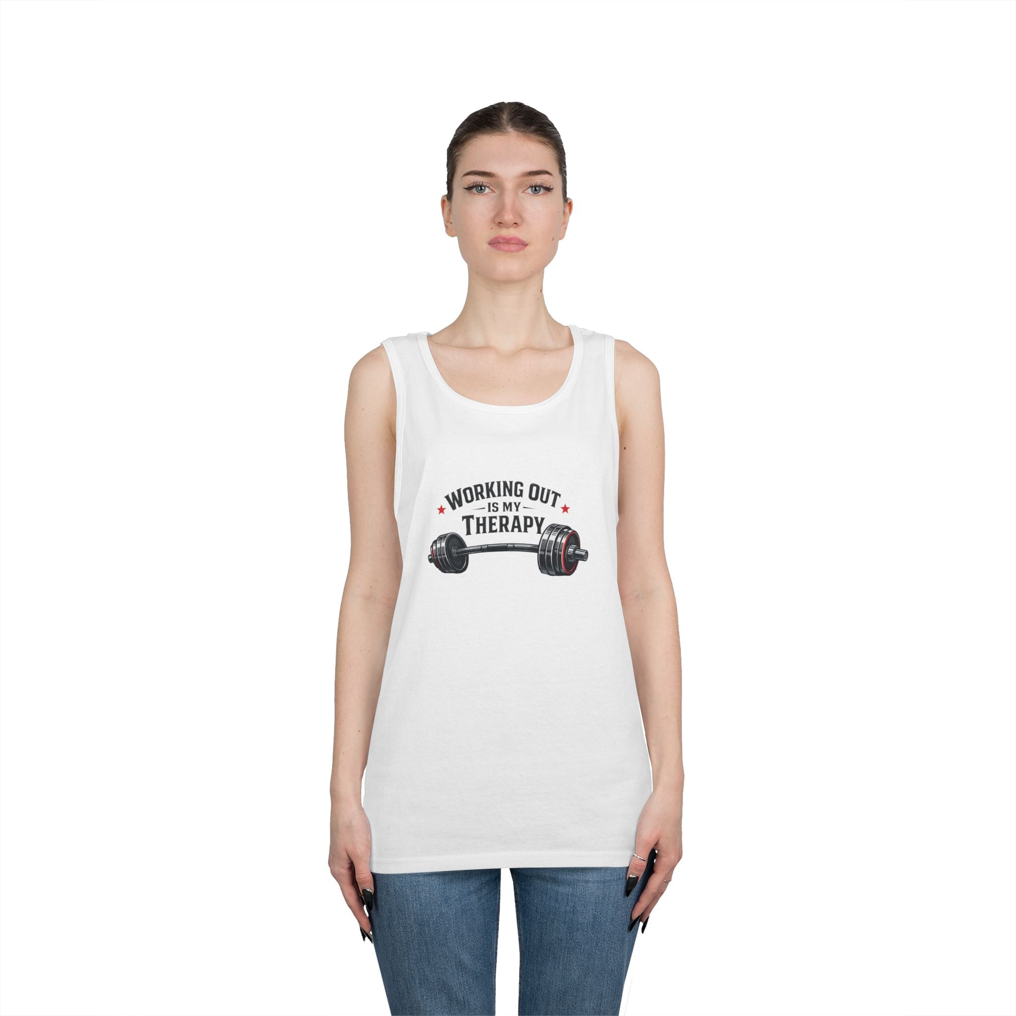 Working Out Is My Therapy Tank Top | Barbell Fitness Workout Tee