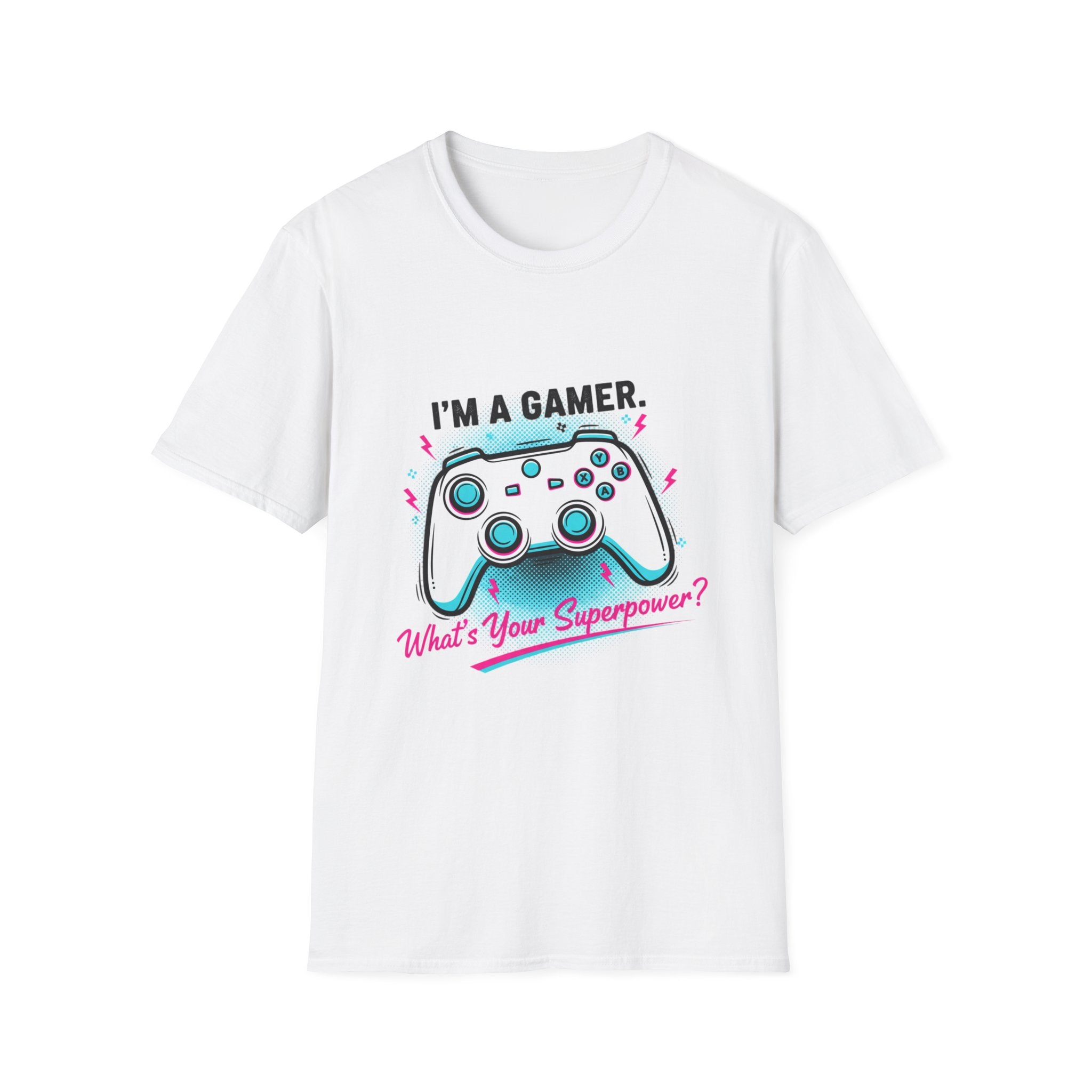 Im a Gamer, What's Your Superpower Graphic T-Shirt | Retro Neon Gaming Console Text
