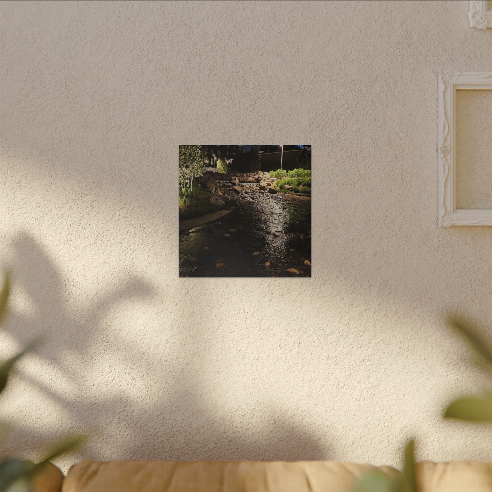 Nighttime Waterfall Landscape Canvas | Matte Stretched Wall Art