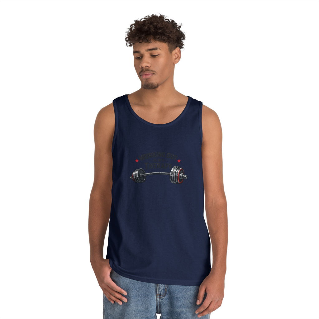 Working Out Is My Therapy Tank Top | Barbell Fitness Workout Tee