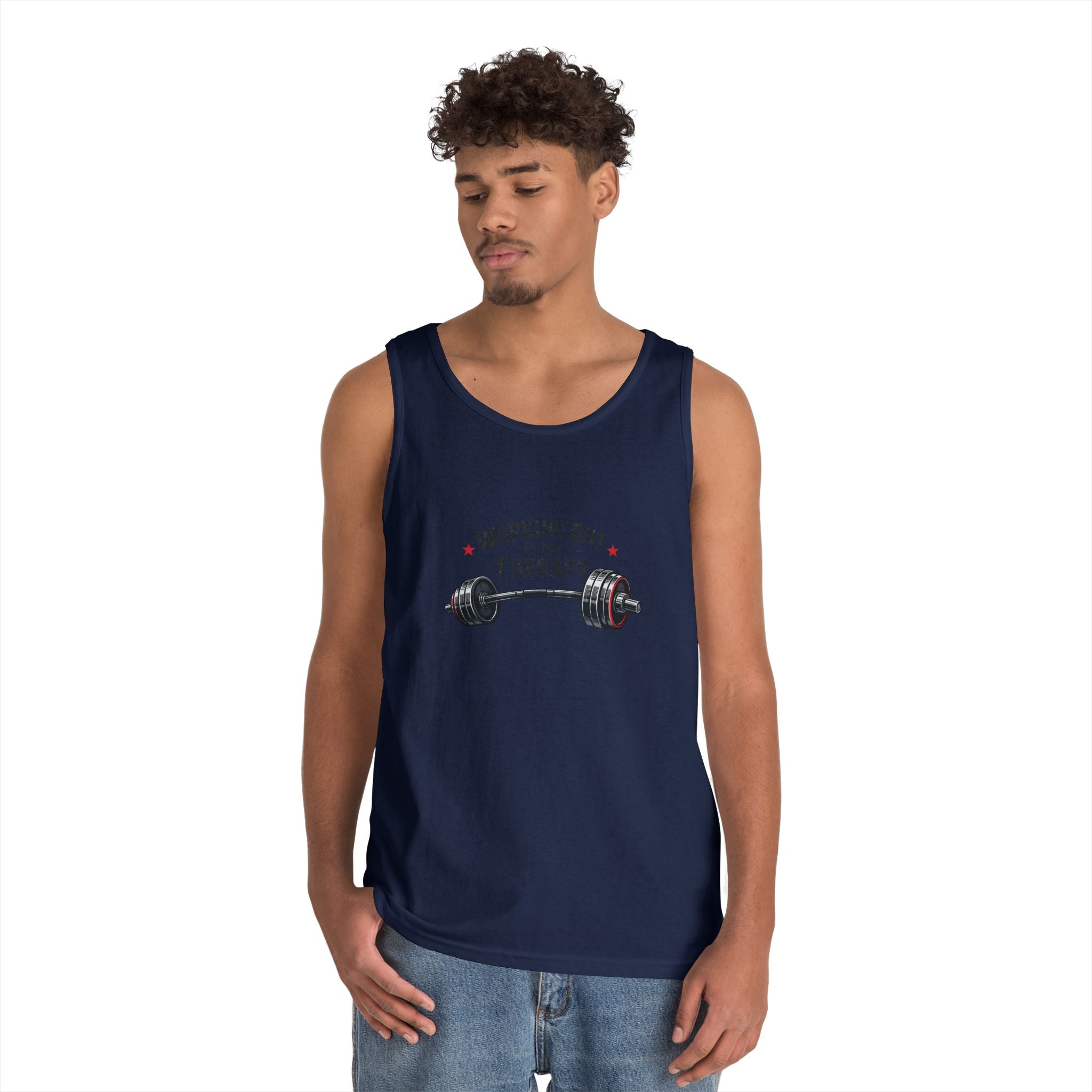 Working Out Is My Therapy Tank Top | Barbell Fitness Workout Tee