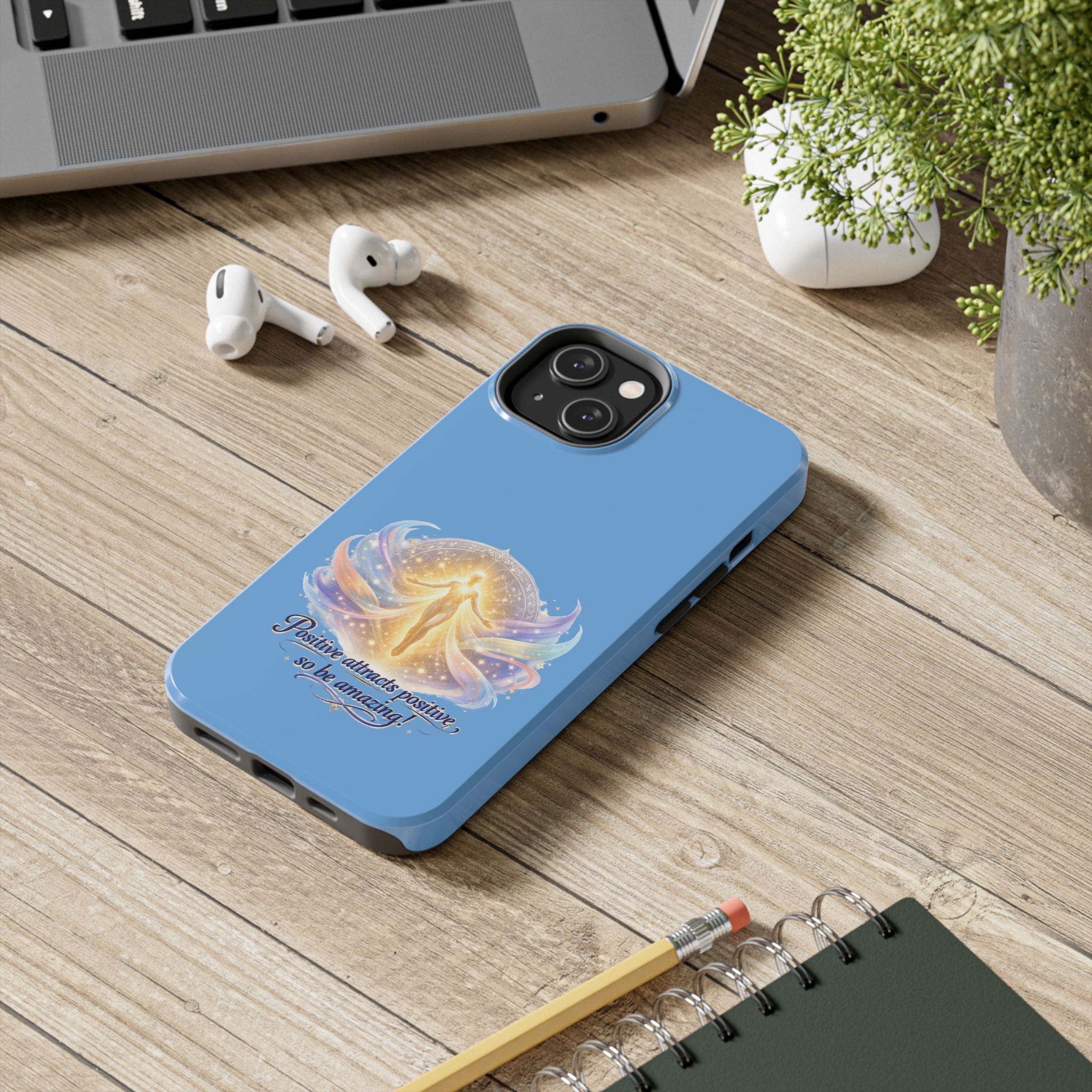 Positive Attracts Positive angel artwork Phone Case | inspirational spiritual design