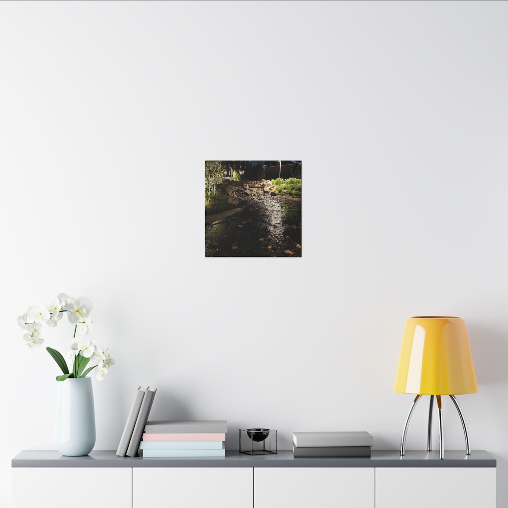 Nighttime Waterfall Landscape Canvas | Matte Stretched Wall Art
