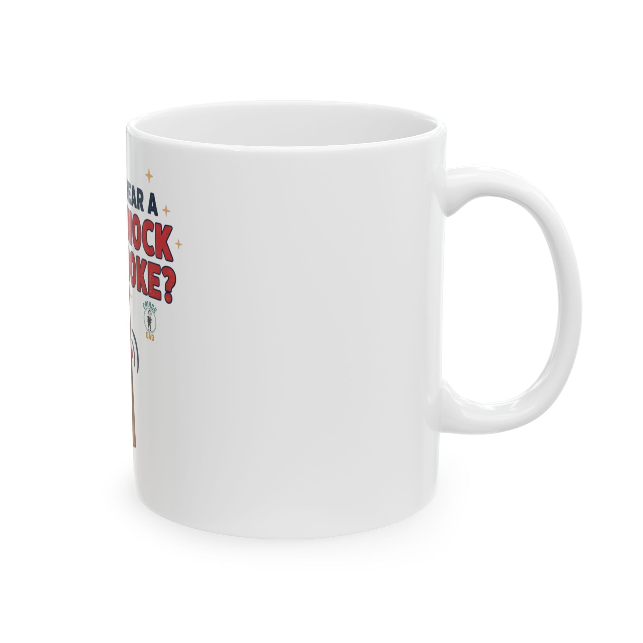 Want to Hear a Good Knock Knock Joke? Mug | Funny Door Illustration Ceramic Mug
