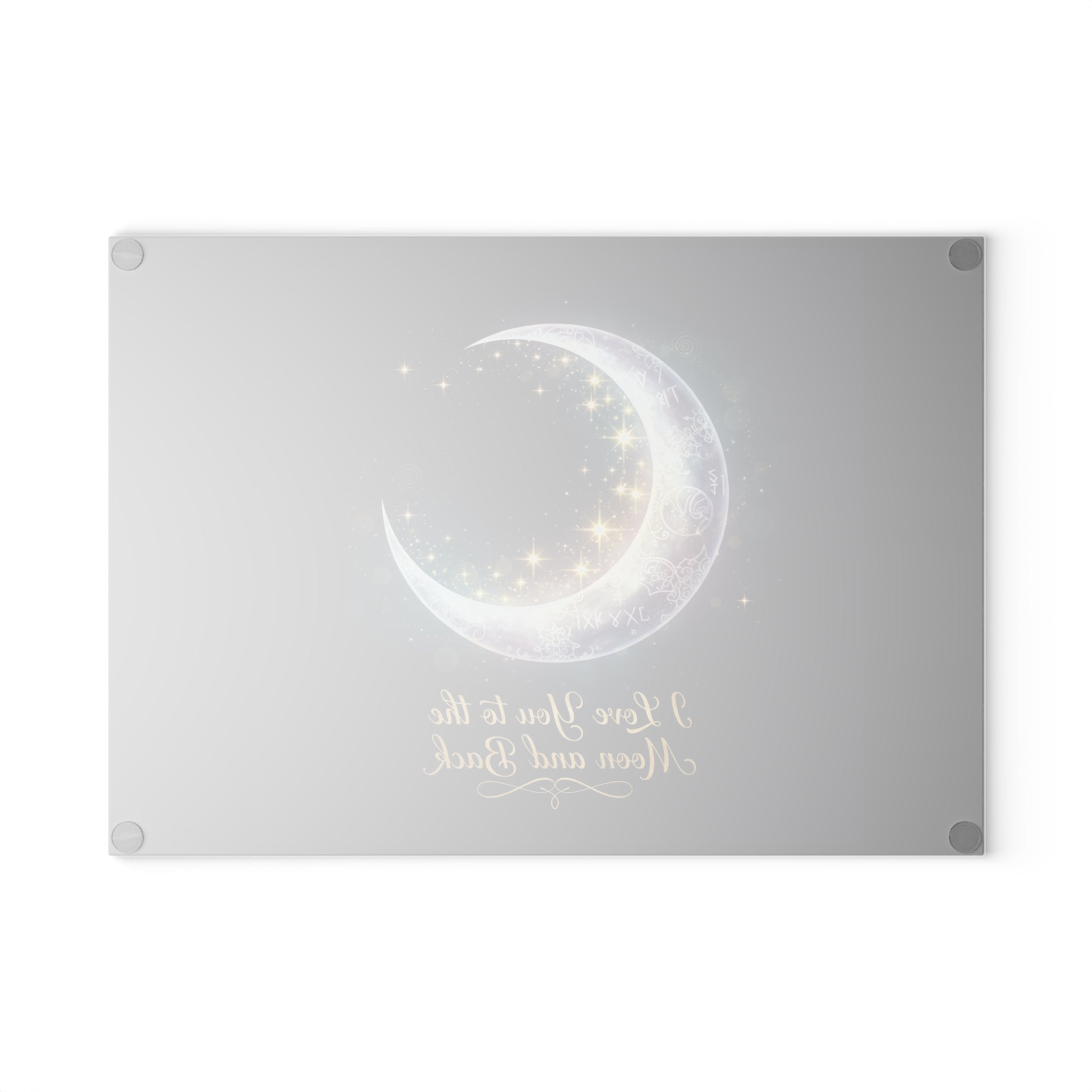 I Love You to the Moon and Back Glass Cutting Board | Crescent Moon Stars