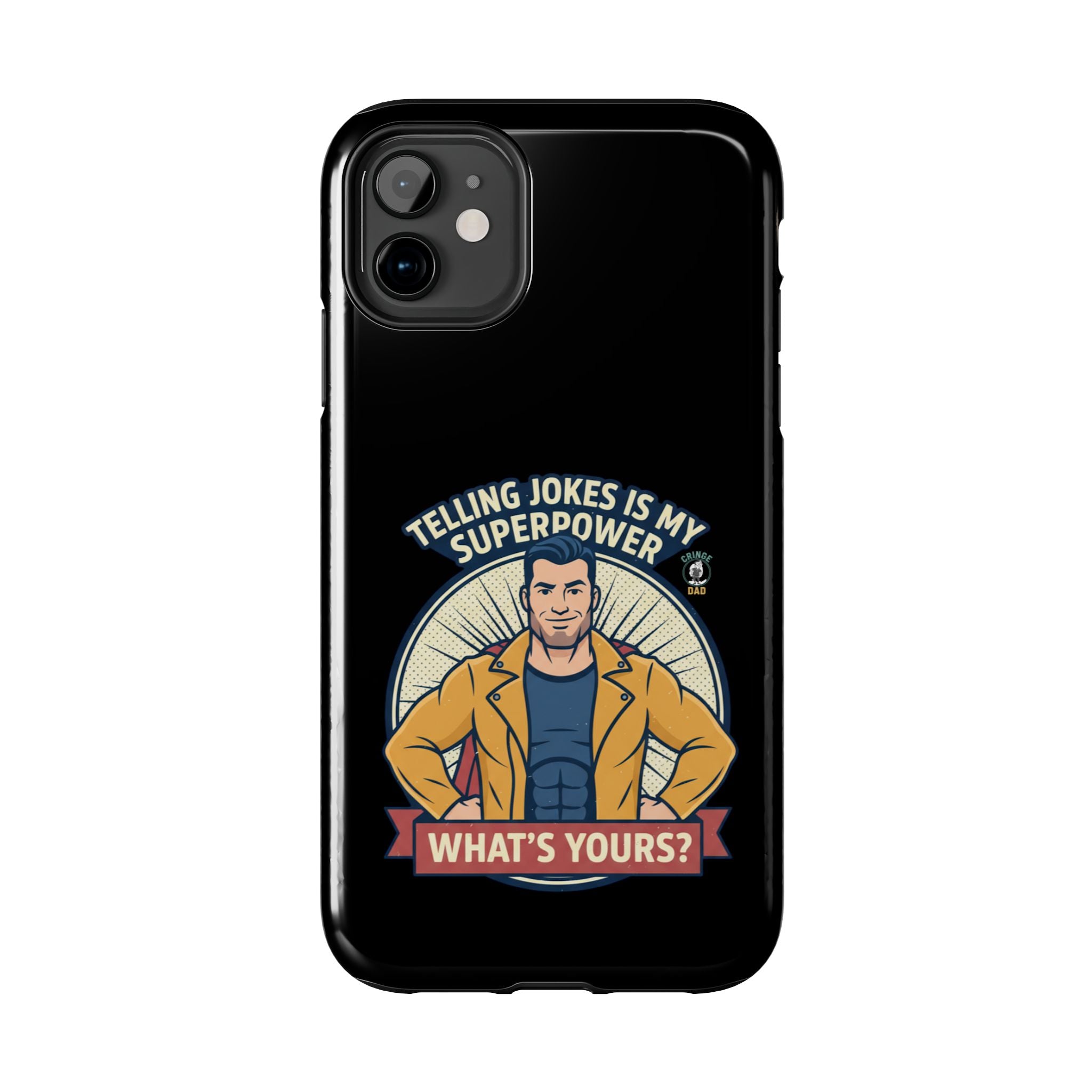 Telling Jokes Is My Superpower Phone Case | Humorous Man Illustration