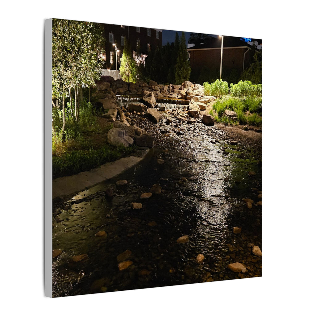 Nighttime Waterfall Landscape Canvas | Matte Stretched Wall Art