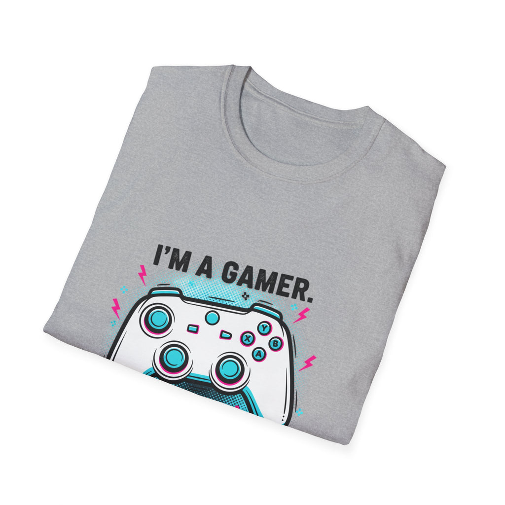 Im a Gamer What's Your Superpower Graphic T-Shirt | Retro Neon Gaming Console Text