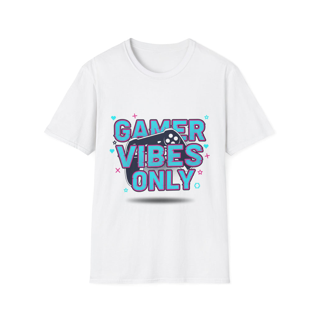 Gamer Vibes Only T-Shirt | Video Game Controller Graphic, Retro Neon Style
