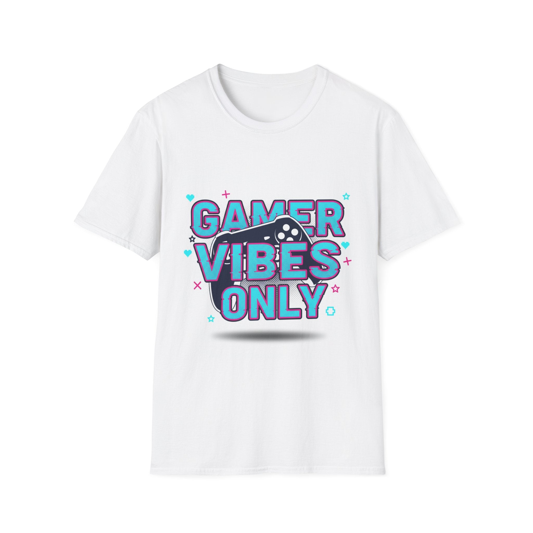Gamer Vibes Only T-Shirt | Video Game Controller Graphic, Retro Neon Style
