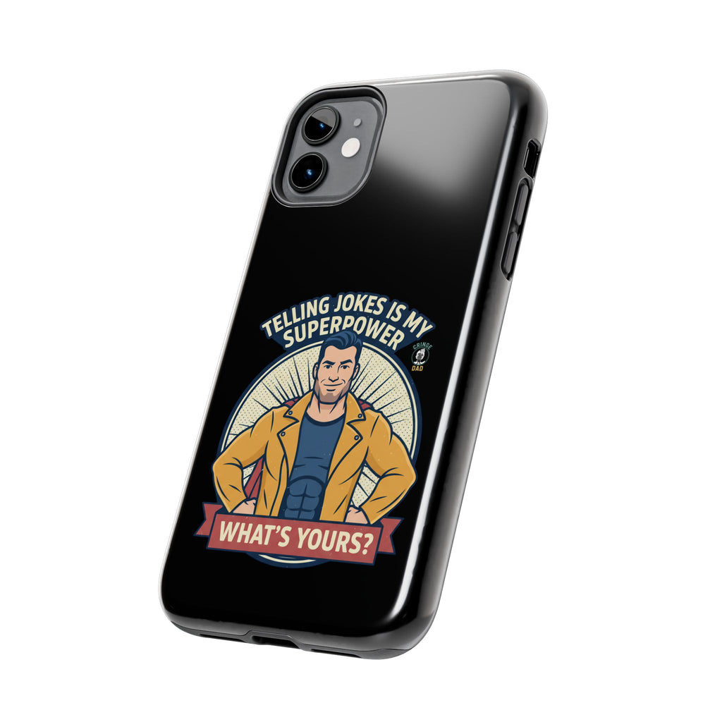 Telling Jokes Is My Superpower Phone Case | Humorous Man Illustration