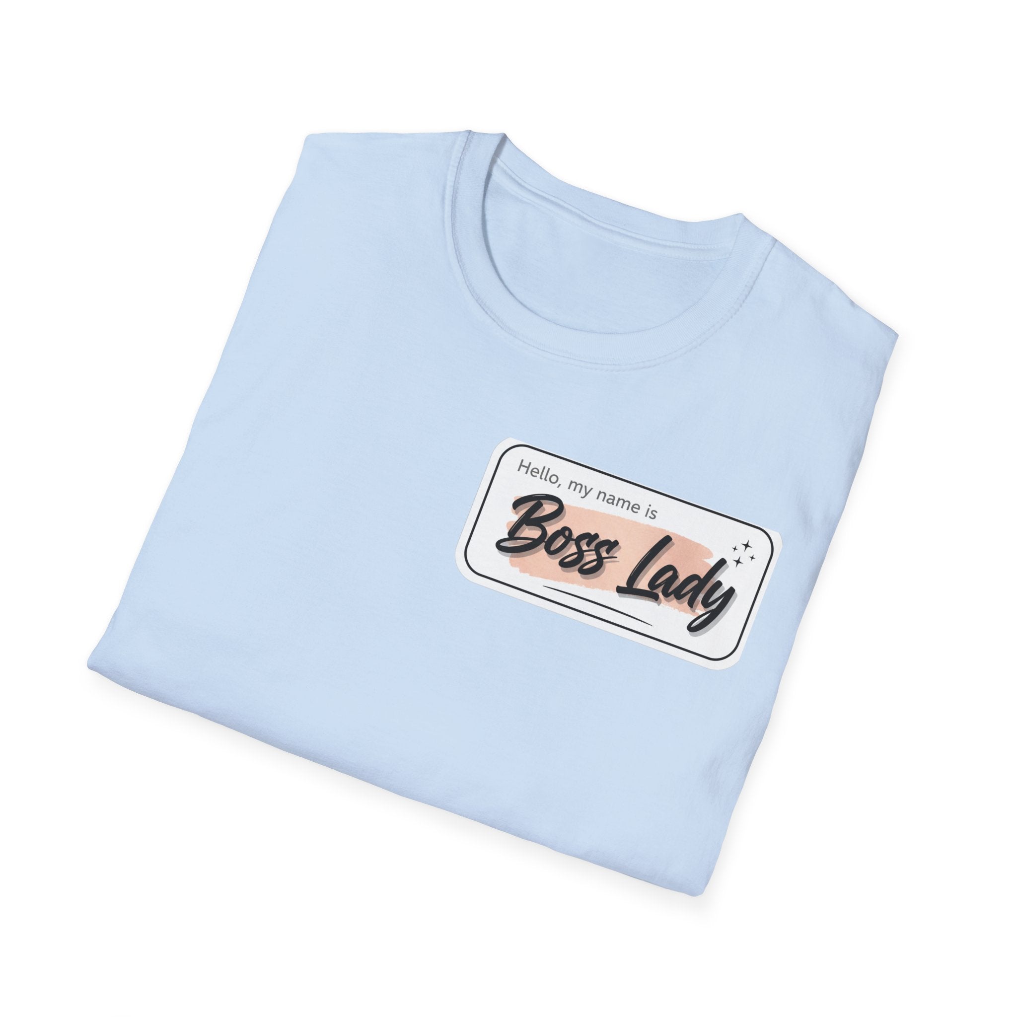 Boss Lady name tag T-Shirt | Feminine script badge design
