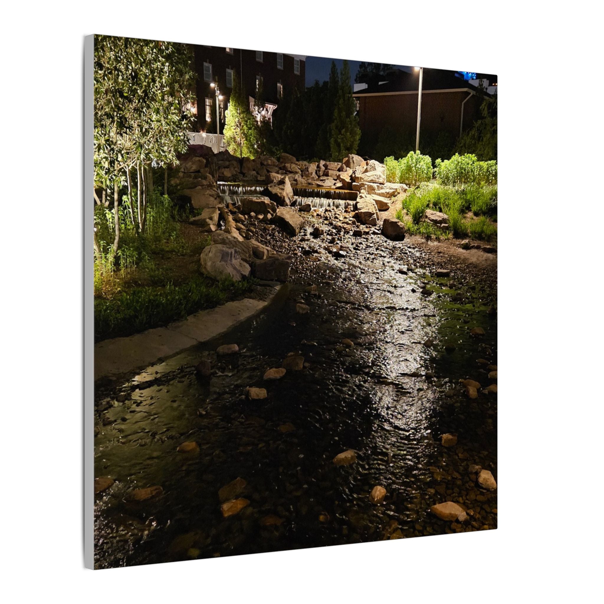 Nighttime Waterfall Landscape Canvas | Matte Stretched Wall Art