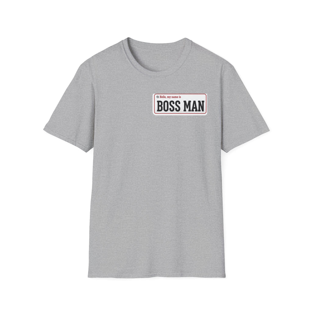 Boss Man name badge T-Shirt | Minimal Badge Graphic Tee