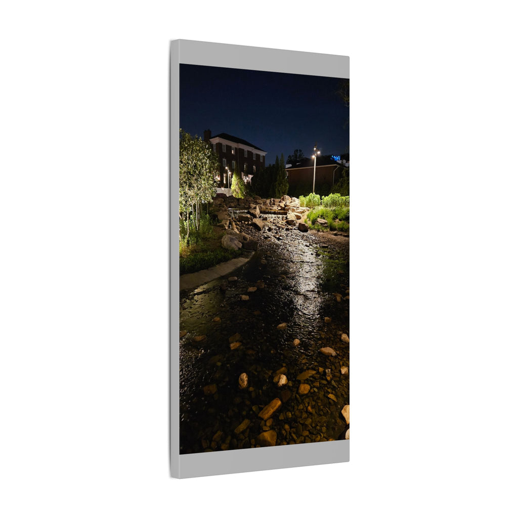 Nighttime Waterfall Landscape Canvas | Matte Stretched Wall Art