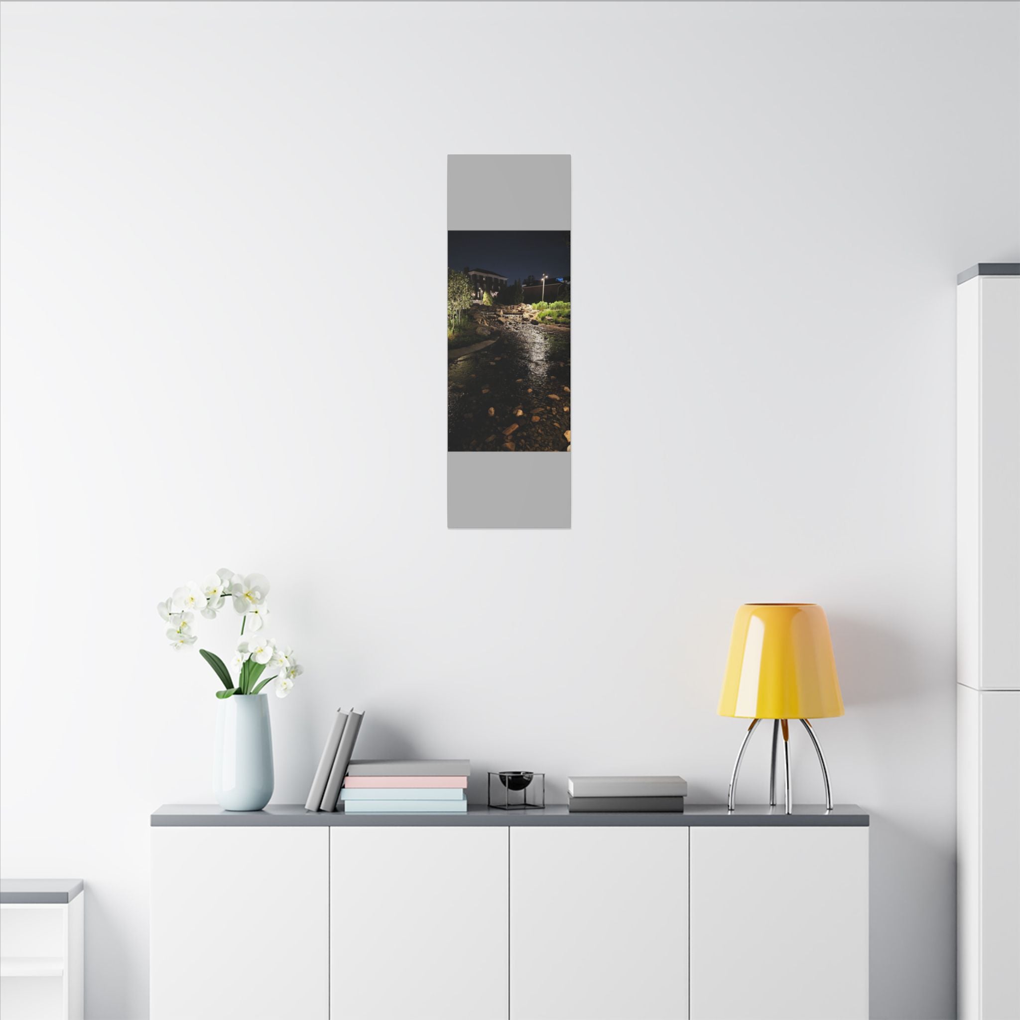 Nighttime Waterfall Landscape Canvas | Matte Stretched Wall Art