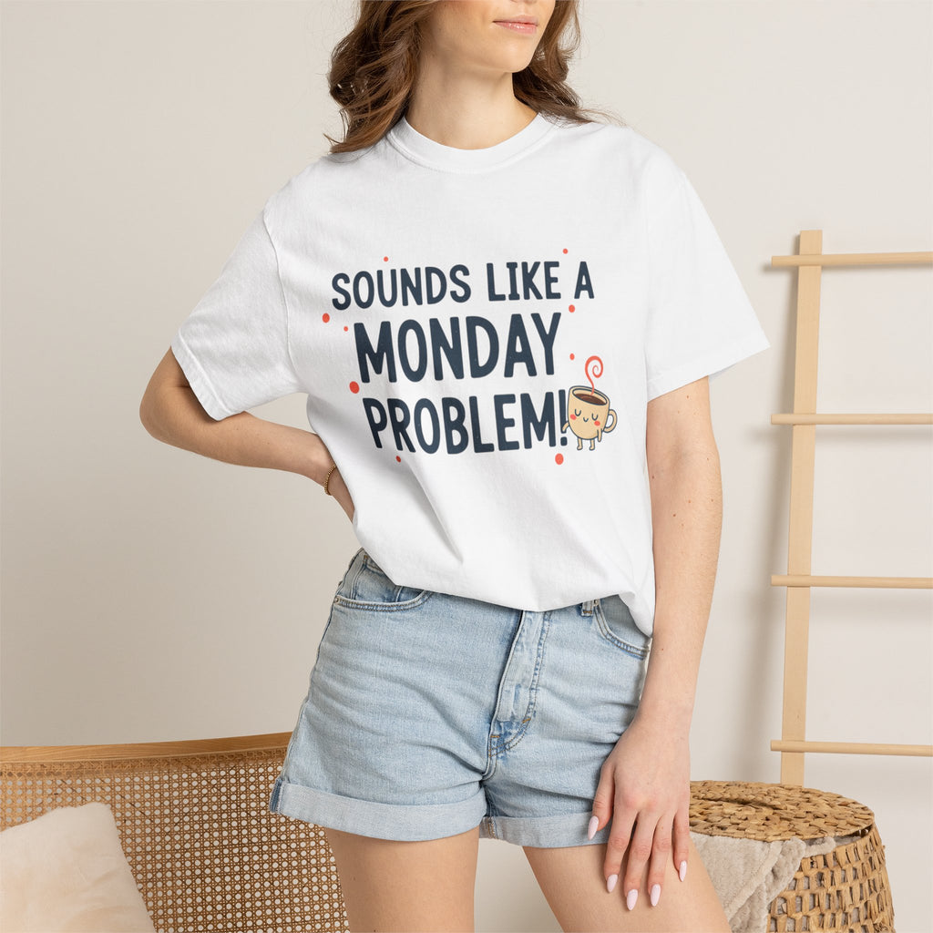 Sounds Like a Monday Problem T-shirt | Coffee Cartoon, Funny Text Tee